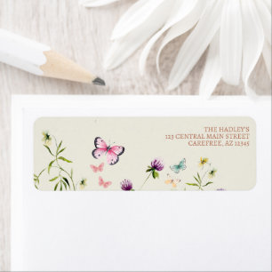 Wildflower Butterfly Party Return Address Label