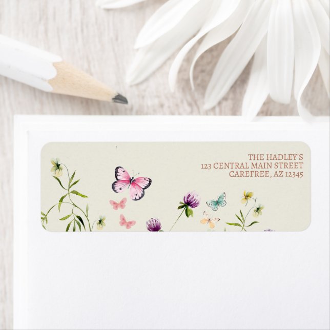 Wildflower Butterfly Party Return Address Label (Insitu)