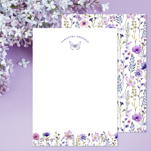 Wildflower & Butterfly Personalised Stationery  Thank You Card