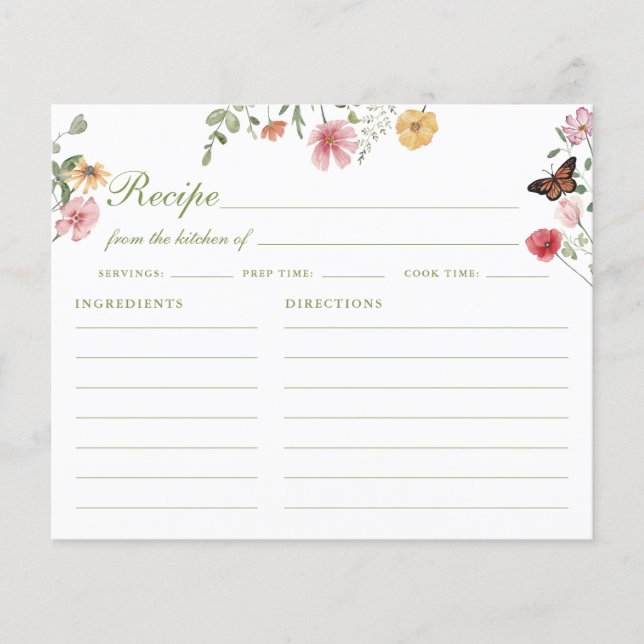 Wildflower Butterfly Recipe Card (Front)