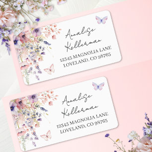 Wildflower Butterfly Return Address Label