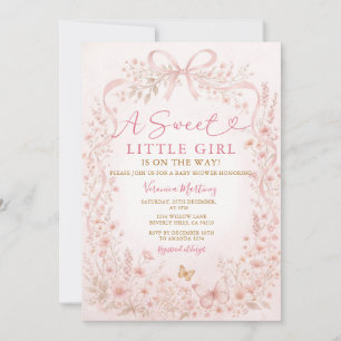 Wildflower Butterfly Sweet Little Girl Baby Shower Invitation
