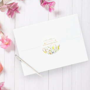 Wildflower Butterfly Watercolor Baby Shower Classic Round Sticker