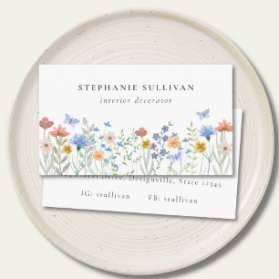 Wildflower Butterfly Watercolor Business Card