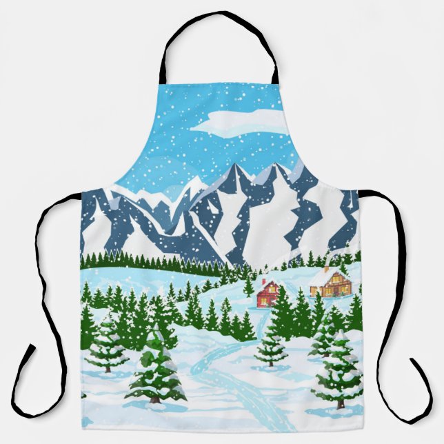 Wildflower cactus pattern in a watercolor style. F Apron (Front)