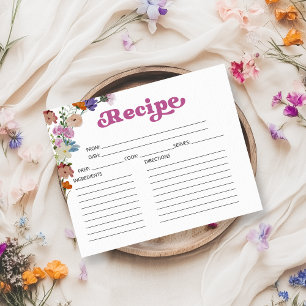 Wildflower Calligraphy Bridal Shower Recipe Cards