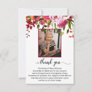 Wildflower Calligraphy Photo Funeral Thank You Card