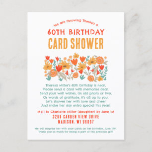 Wildflower Card Shower Birthday Postcard