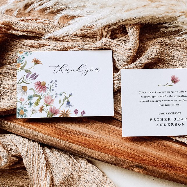 Wildflower Celebration of Life Funeral Thank You Card (Creator Uploaded)