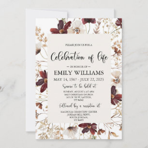 Wildflower Celebration of life Invitation Funeral