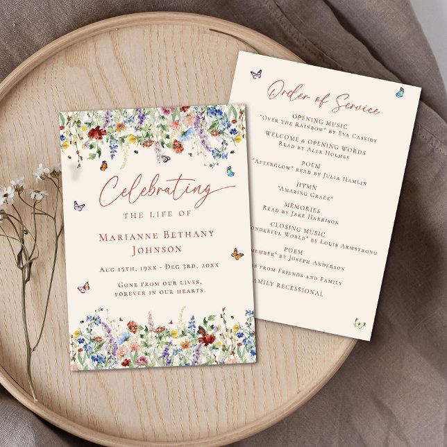 Wildflower Celebration of life Order of Service Programme (Creator Uploaded)
