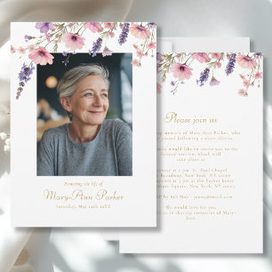 Wildflower "Celebration of Life" Photo Funeral Invitation