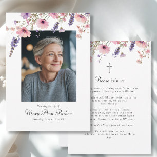 Wildflower "Celebration of Life" Photo Funeral Invitation