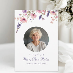 Wildflower "Celebration of Life" Photo Funeral Invitation
