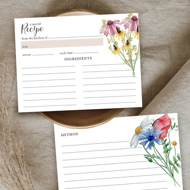 Wildflower Charm Bridal Shower Recipe Card (Recipe Cards from my Wildflower Charm collection)