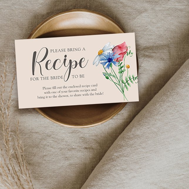 Wildflower Charm Bridal Shower Recipe Card Request (Recipe Card for bridal shower, from my Wildflower Charm collection)
