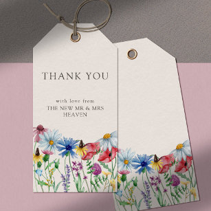 Wildflower Charm Country Floral Wedding Thank You Gift Tags