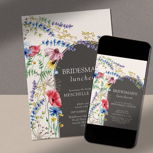 Wildflower Charm Floral Arch Bridesmaids Luncheon Invitation (Modern floral arch invitation for your Bridesmaids Luncheon)