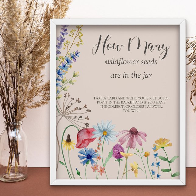 Wildflower Charm Guess How Many Baby Shower Sign (How Many Baby Shower or Bridal Shower guessing game from my Wildflower Charm collection )
