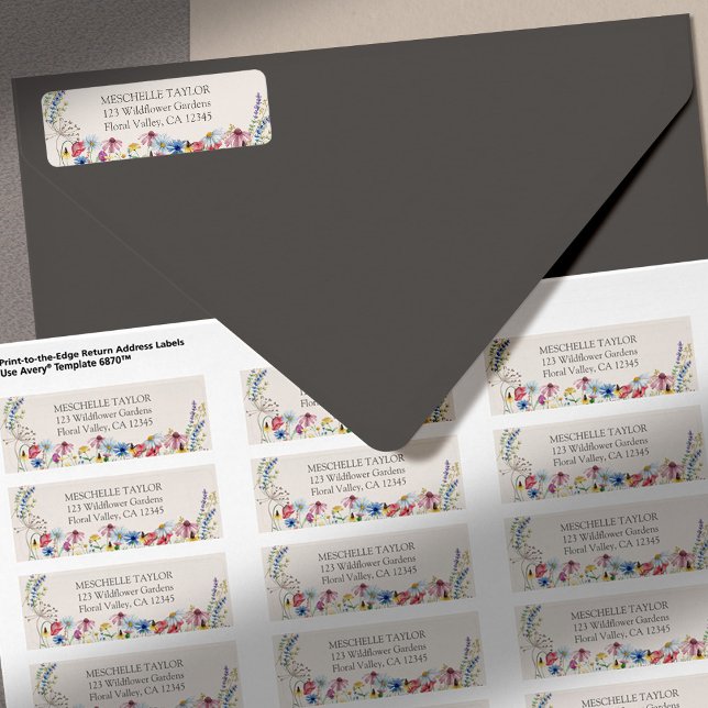 Wildflower Charm Rustic Floral Wedding Address (Return Address Labels with pretty wildflower floral border)