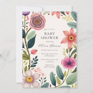 Wildflower Chic Baby Shower Invitation