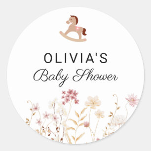 Wildflower Chic Floral Boho White Photo Welcome Classic Round Sticker