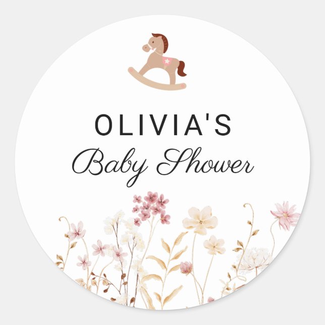 Wildflower Chic Floral Boho White Photo Welcome Classic Round Sticker (Front)