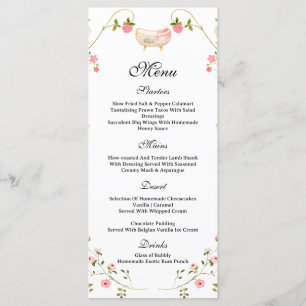 Wildflower Chic Floral Lush Boho White baby Shower Menu