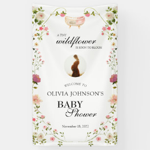 Wildflower Chic Floral Lush Boho White Photo Banner