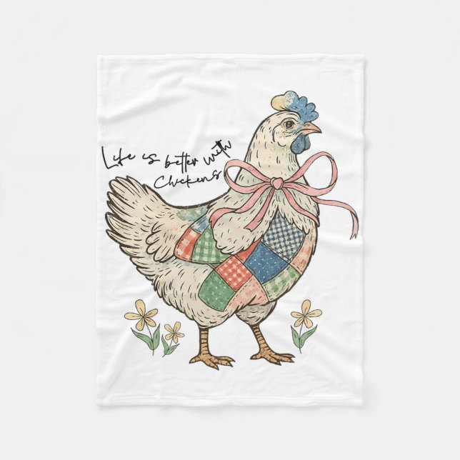 Wildflower Chicken Bow Life Better With Chicken Fa Fleece Blanket (Front)