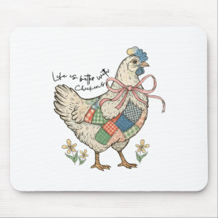 Wildflower Chicken Bow Life Better With Chicken Fa Mouse Mat