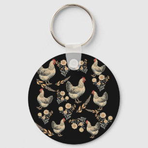 Wildflower Chicken Floral Chicken Lover Cute Farme Key Ring
