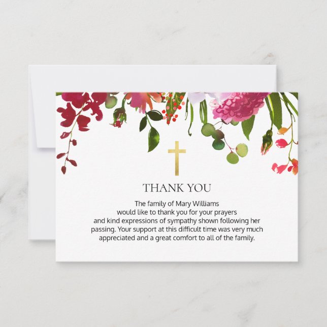 Wildflower Christian Memorial Funeral Thank You (Front)