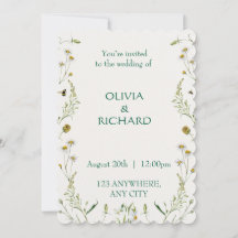 Wildflower classic floral Minimalist Invitations