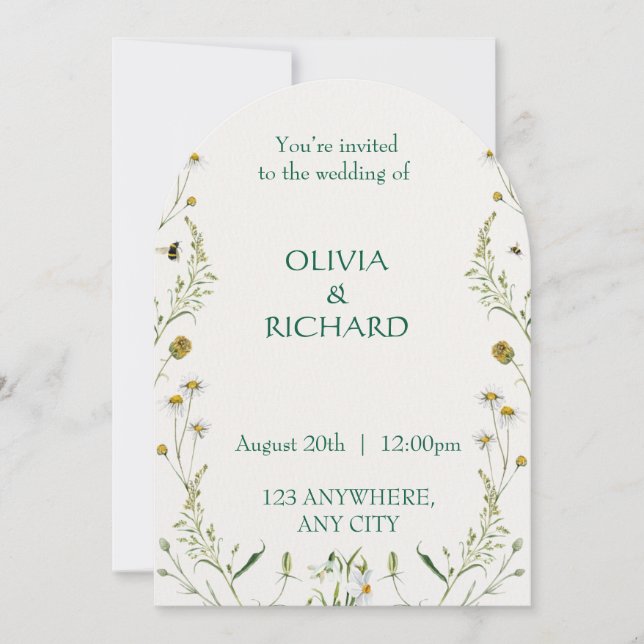 Wildflower classic floral Minimalist Invitations (Front)