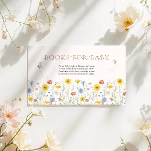 Wildflower Colorful Baby Shower Books For Baby Enclosure Card
