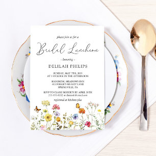 Wildflower Colourful Botanical Bridal Luncheon Invitation