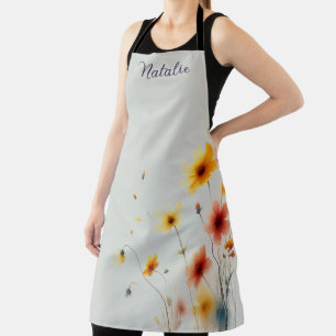 Wildflower Colourful Daisy Watercolor Floral  Apron
