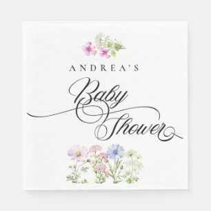 Wildflower Colourful Floral Baby Shower Napkin