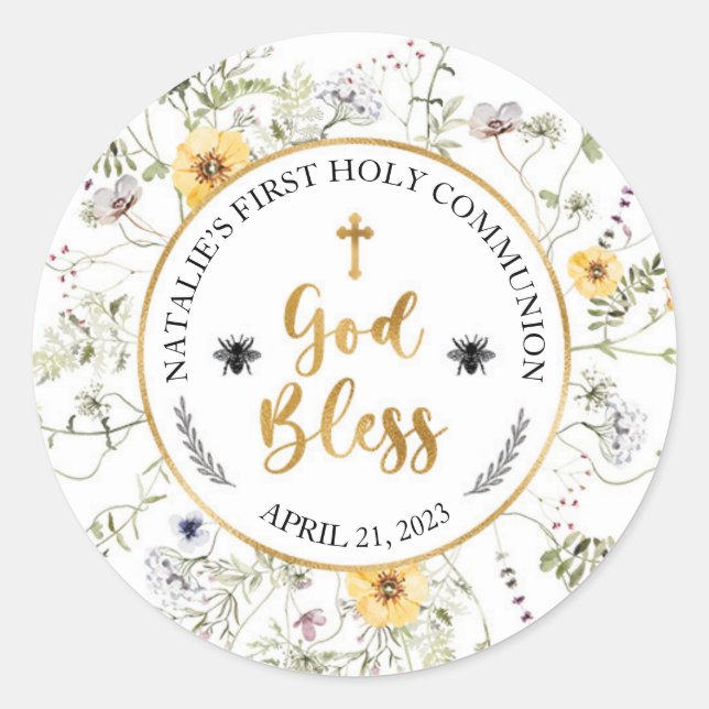 Wildflower Communion Baptism Sticker (Front)