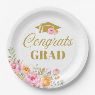 Wildflower Congrats Grad Plates Boho Warm Floral