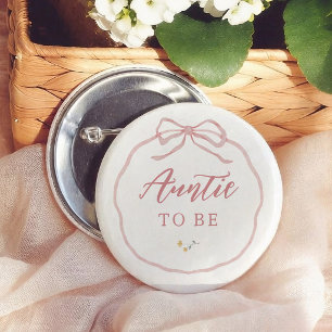 Wildflower Coquette Baby Shower Auntie To Be 6 Cm Round Badge