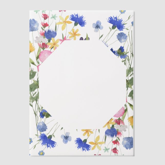 Wildflower Cornflower Blue Cover Sheet Vellum Invitations (Front)