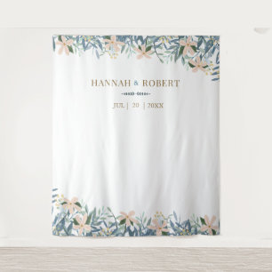 Wildflower Cottagecore Wedding Photo Backdrop Tapestry