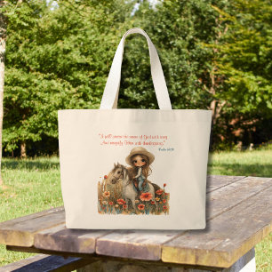 Wildflower Country Girl on Horse Large Tote Bag