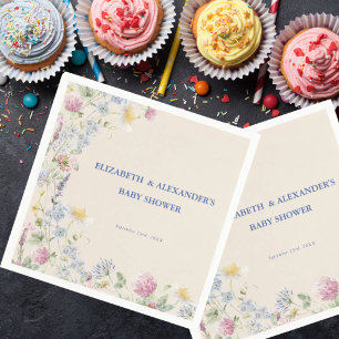 Wildflower Couples Baby Shower Baby blue Napkin