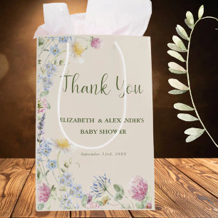 Wildflower Couples Baby Shower Thank You Medium Gift Bag