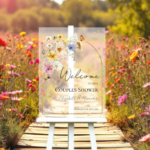 Wildflower Couples Shower Acrylic Welcome Sign