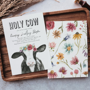 Wildflower Cow Baby Shower Invitation