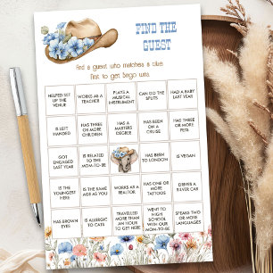 Wildflower Cowboy Find the Guest Baby Shower Game